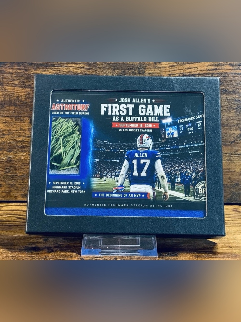 Josh Allen First Game Buffalo Bills Turf Relic 2018 Highmark Stadium NFL